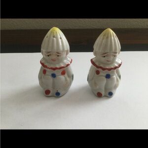 Vintage 1940's Clown Salt and Pepper Shakers original corks made in Japan